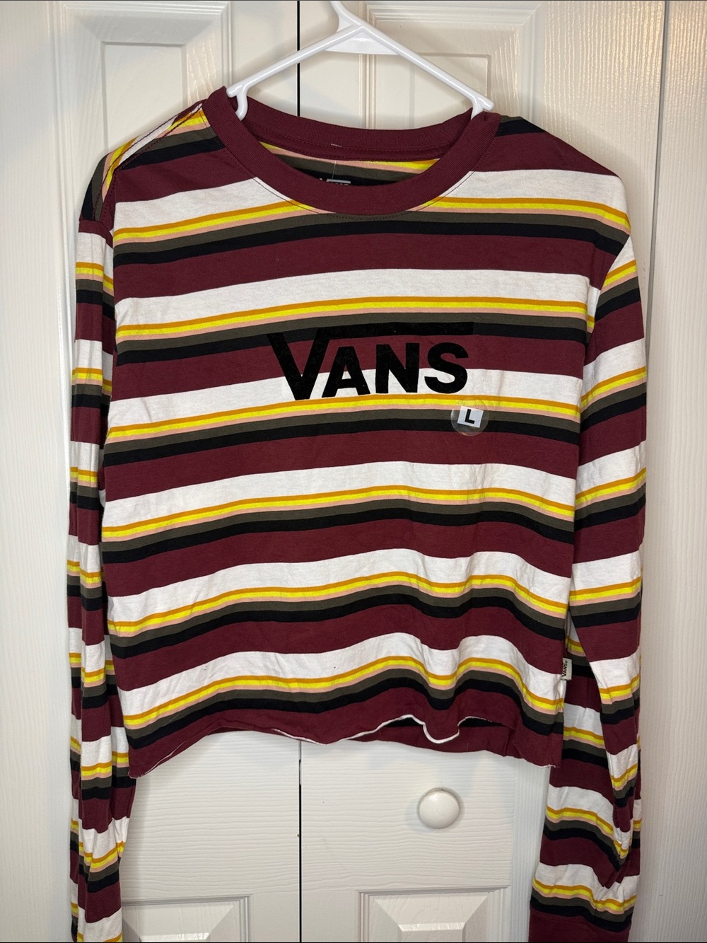Vans Burgundy, White, Yellow & Black Striped Long-Sleeve Tee